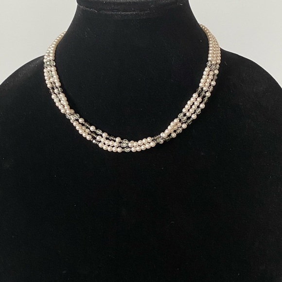 Napier Necklace 3 strands faux pearls 16”+3” - Picture 6 of 9